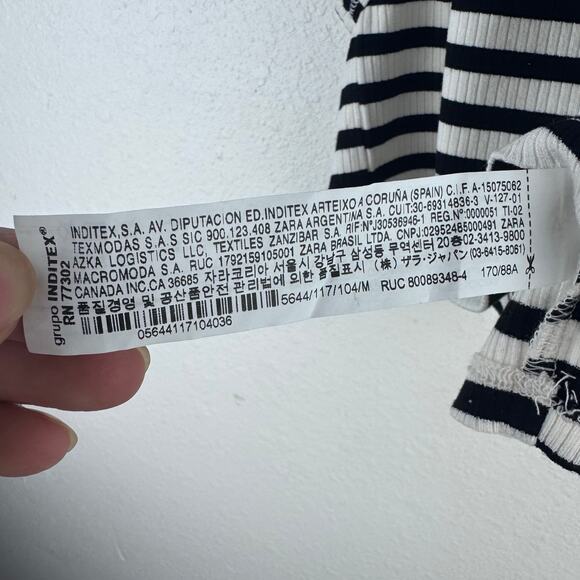 NWT ZARA Ribbed Minimalist Halter Black & White Striped Tank Top Womens Sz M - Picture 5 of 6